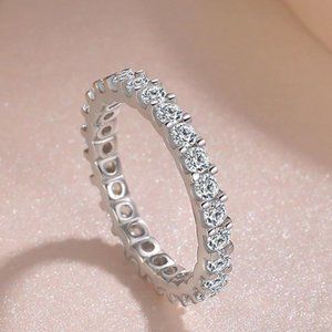 Valentine Sale!925S round CZ white gold band